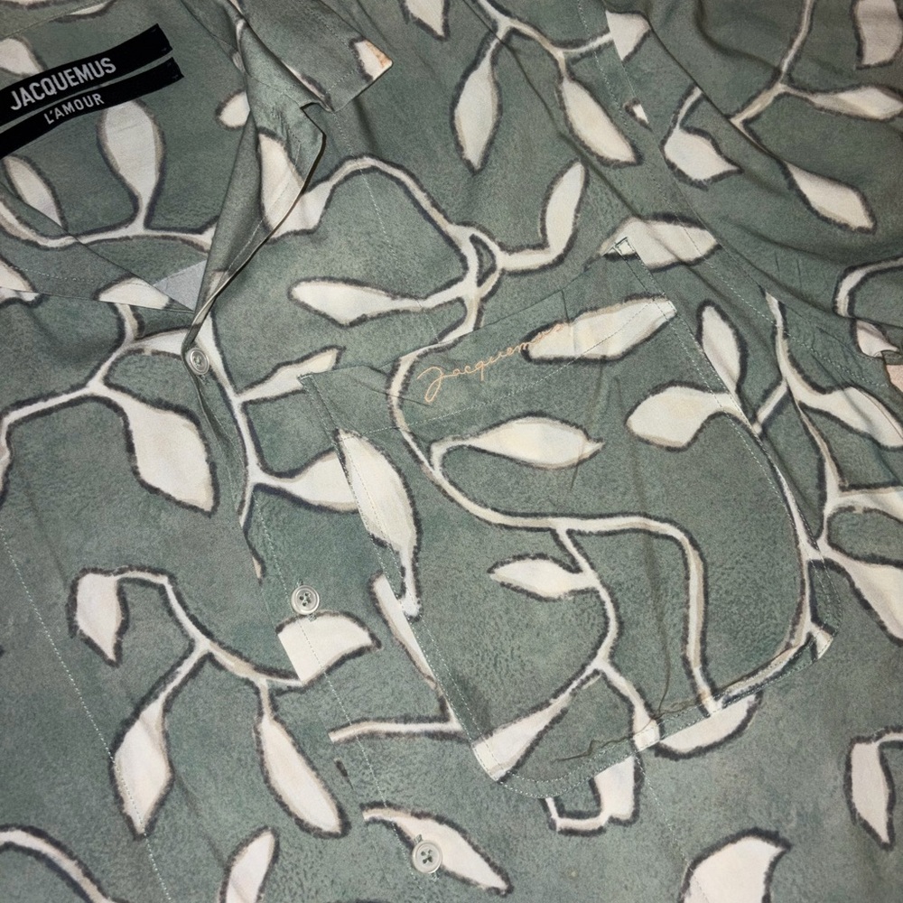 Jacquemus Leaf Pattern Shirt in Green and White
